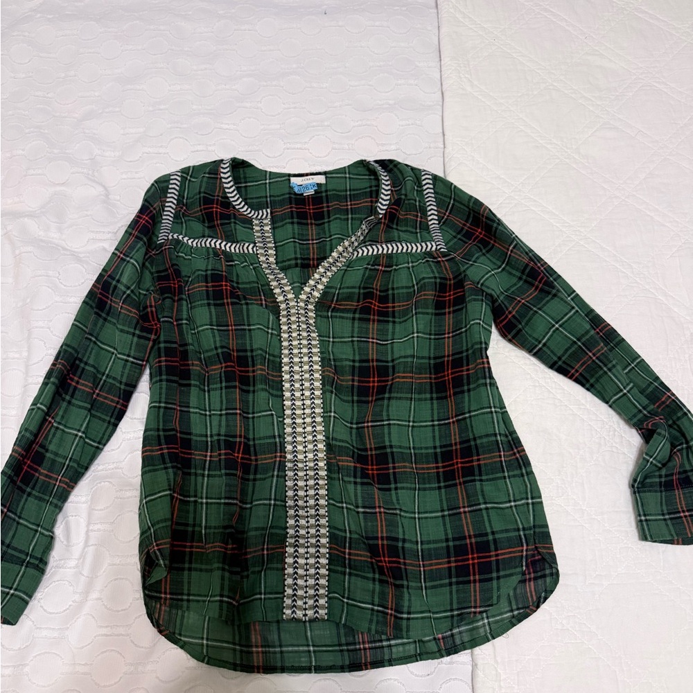 J. Crew Kids Green and Red Plaid Button Down Shirt